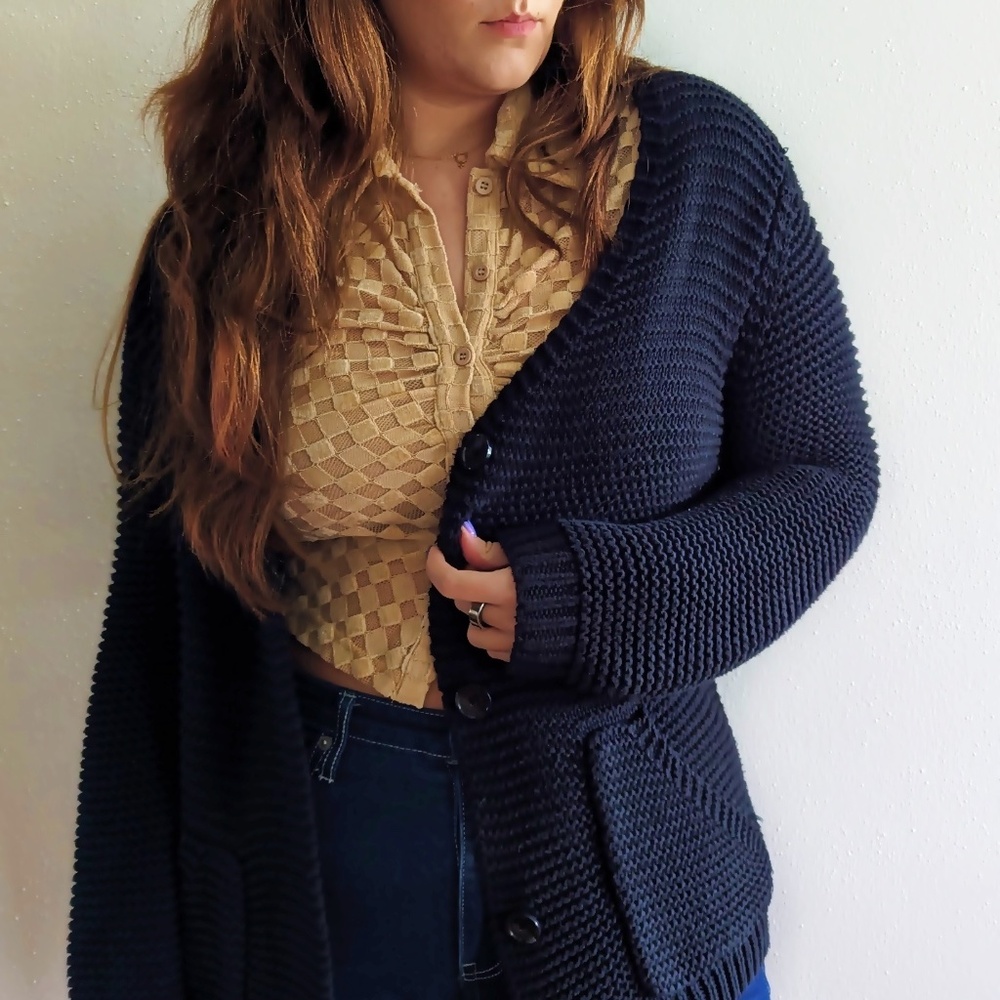 Black, Chunky, Knit Cardigan